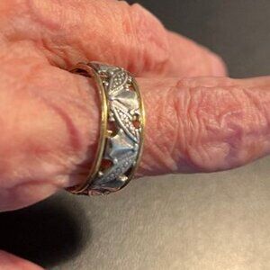 10K GF & Sterling 1/4-Inch-Wide Band Ring